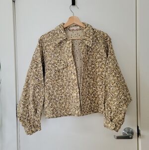 Solitaire Eyelit Cottage Core Button Up Floral Jacket Anthropologie M